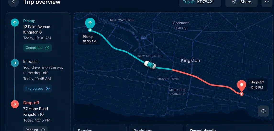 KiloDrive parcel custody and tracking timeline